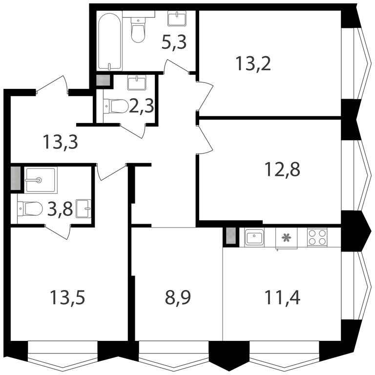 3-BD Apartment Sale, 84.5平方米 at Petrovskiy Park II, Stary Petrovsko-Razumovsky Drive, 1/23, Moscow, Russia #1