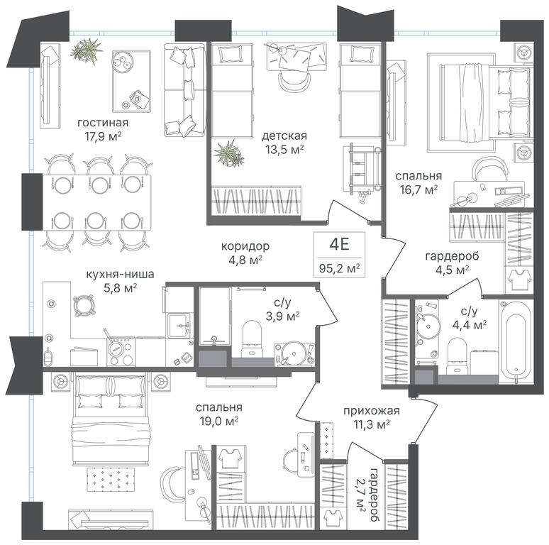3-BD Apartment Sale, 95.2 sq. m. at Petrovskiy Park II, Stary Petrovsko-Razumovsky Drive, 1/23, Moscow, Russia #2
