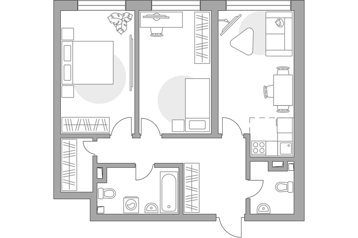 2-BD Apartment Sale, 70.63 sq. m. at Triniti 3, Dmitrovskoye Highway, 75к4, Moscow, Russia #1