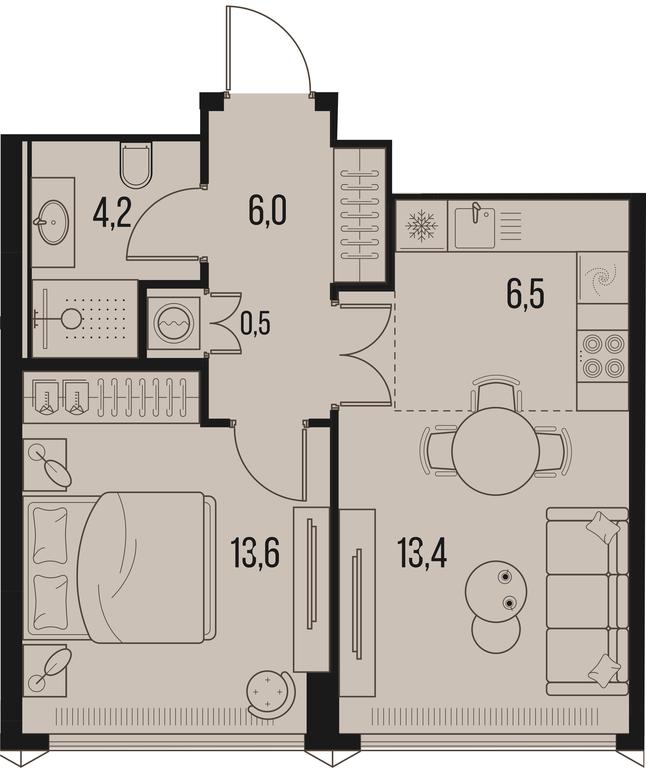 1-BD Apartment Sale, 44.2平方米 at High Life, Letnikovskaya Street, 11/10с1, Moscow, Russia #1