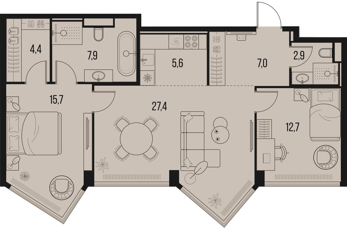 2-BD Apartment Sale, 83.6平方米 at High Life, Letnikovskaya Street, 11/10с1, Moscow, Russia #1
