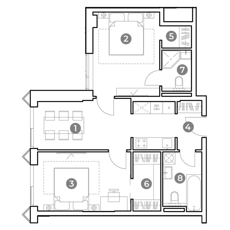 2-BD Apartment Sale, 60 sq. m. at Nametkin Tower, Namyotkina Street, 10А, Moscow, Russia #1