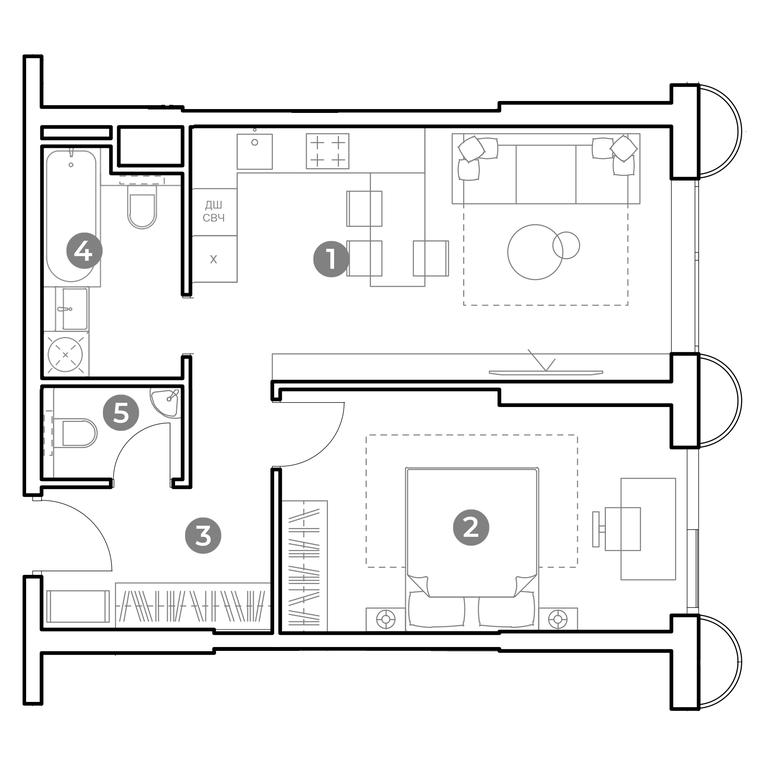 1-BD Apartment Sale, 50.6 sq. m. at Nametkin Tower, Namyotkina Street, 10А, Moscow, Russia #2 1-BD Apartment Sale, 50.6 sq. m. at Nametkin Tower, Namyotkina Street, 10А, Moscow, Russia #2