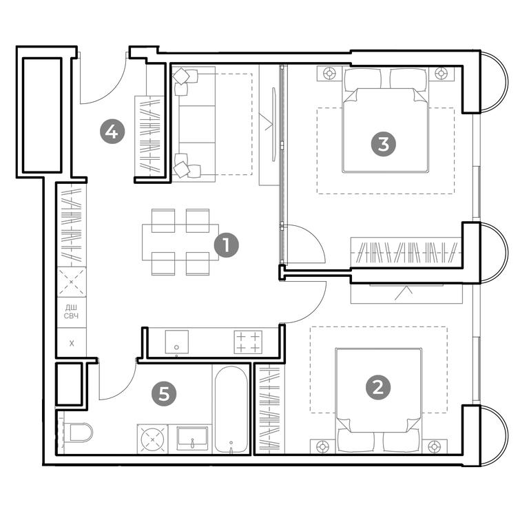 2-BD Apartment Sale, 59 sq. m. at Nametkin Tower, Namyotkina Street, 10А, Moscow, Russia #2 2-BD Apartment Sale, 59 sq. m. at Nametkin Tower, Namyotkina Street, 10А, Moscow, Russia #2