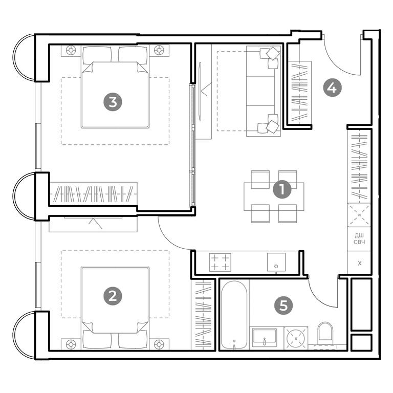 2-BD Apartment Sale, 59.9 sq. m. at Nametkin Tower, Namyotkina Street, 10А, Moscow, Russia #2 2-BD Apartment Sale, 59.9 sq. m. at Nametkin Tower, Namyotkina Street, 10А, Moscow, Russia #2