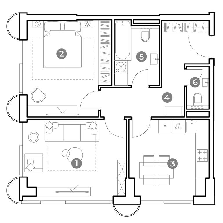 1-BD Apartment Sale, 61.8 sq. m. at Nametkin Tower, Namyotkina Street, 10А, Moscow, Russia #1