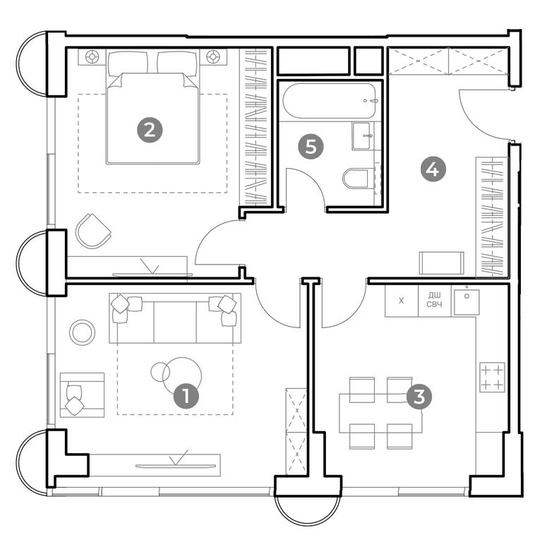 1-BD Apartment Sale, 61.8 sq. m. at Nametkin Tower, Namyotkina Street, 10А, Moscow, Russia #2