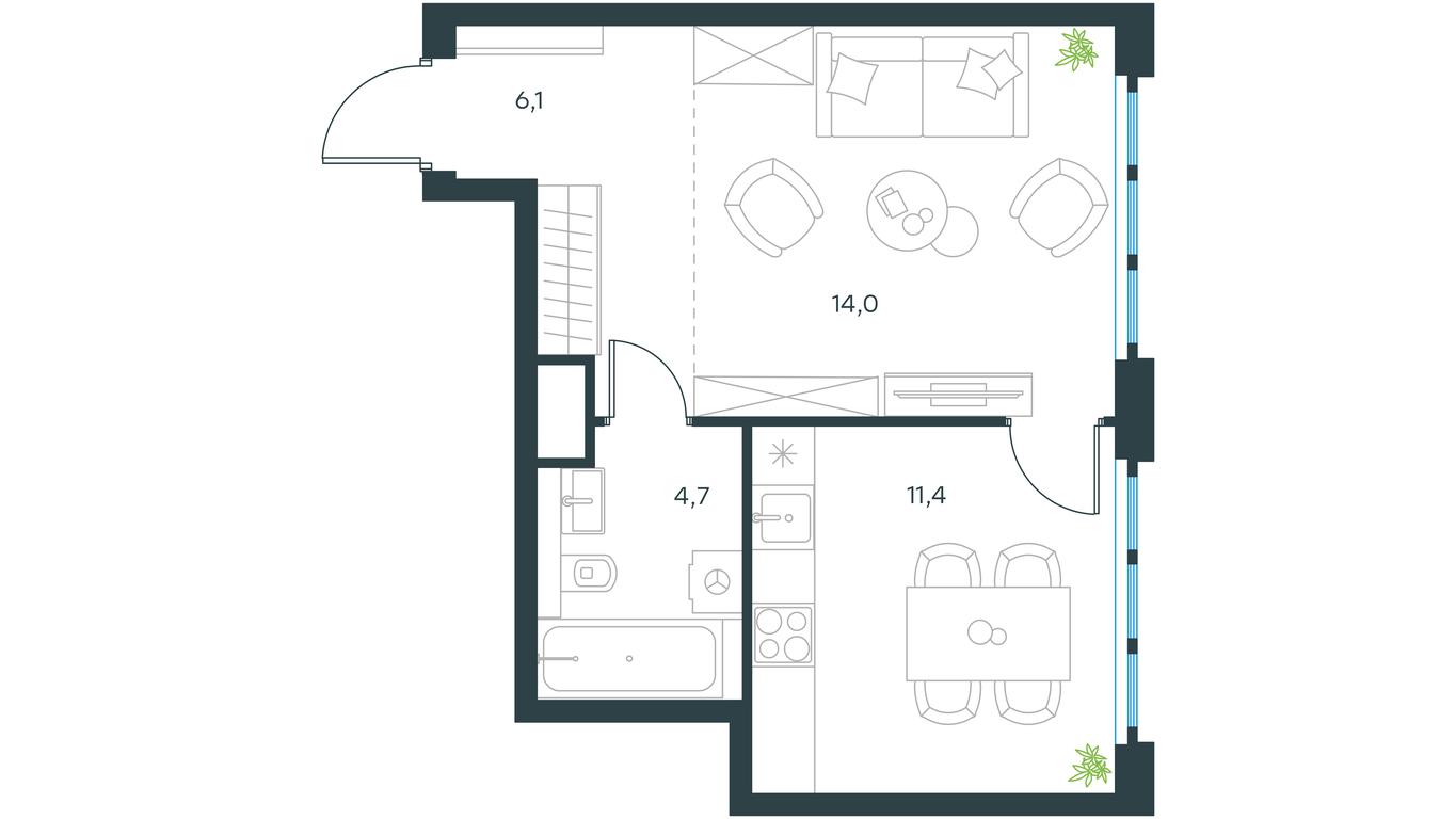 Продажа квартиры, 36,4 м² в ЖК «Левел Южнопортовая (Level Южнопортовая)», Южнопортовая улица, 28Ас17, Москва, Россия #1