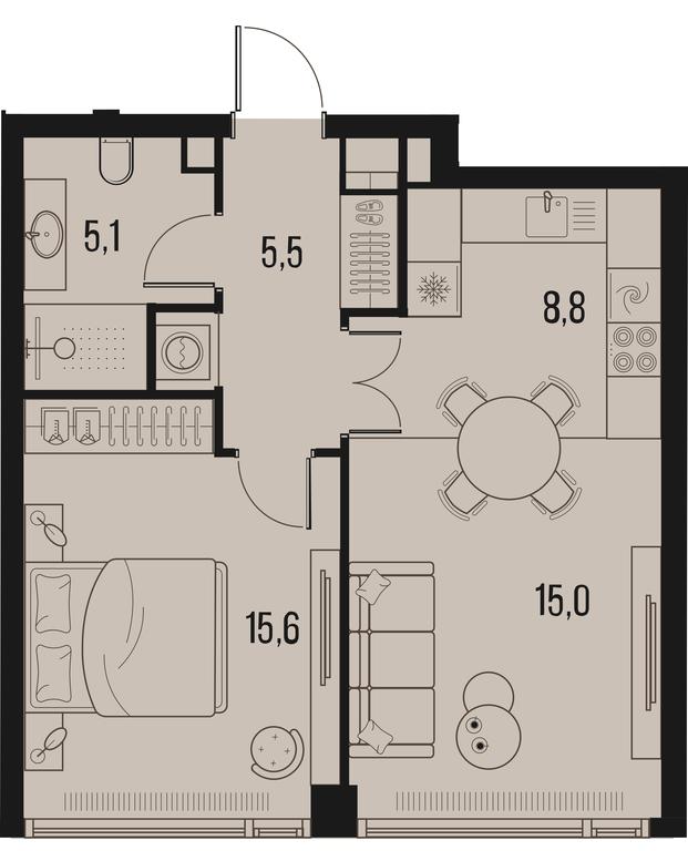 1-BD Apartment Sale, 51.9 sq. m. at High Life, Letnikovskaya Street, 11/10с1, Moscow, Russia #1