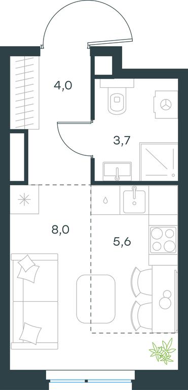 Apartment Sale, 21.3平方米 at Level Michurinskiy, Озёрная улица, вл1, Москва, Россия #1