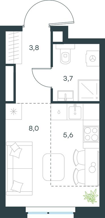 Apartment Sale, 21.1 sq. m. at Level Michurinskiy, Озёрная улица, вл1, Москва, Россия #1