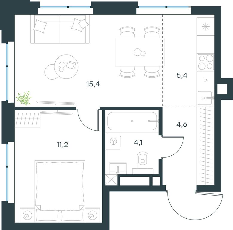 1-BD Apartment Sale, 40.7平方米 at Level Michurinskiy, Озёрная улица, вл1, Москва, Россия #1 1-BD Apartment Sale, 40.7平方米 at Level Michurinskiy, Озёрная улица, вл1, Москва, Россия #1