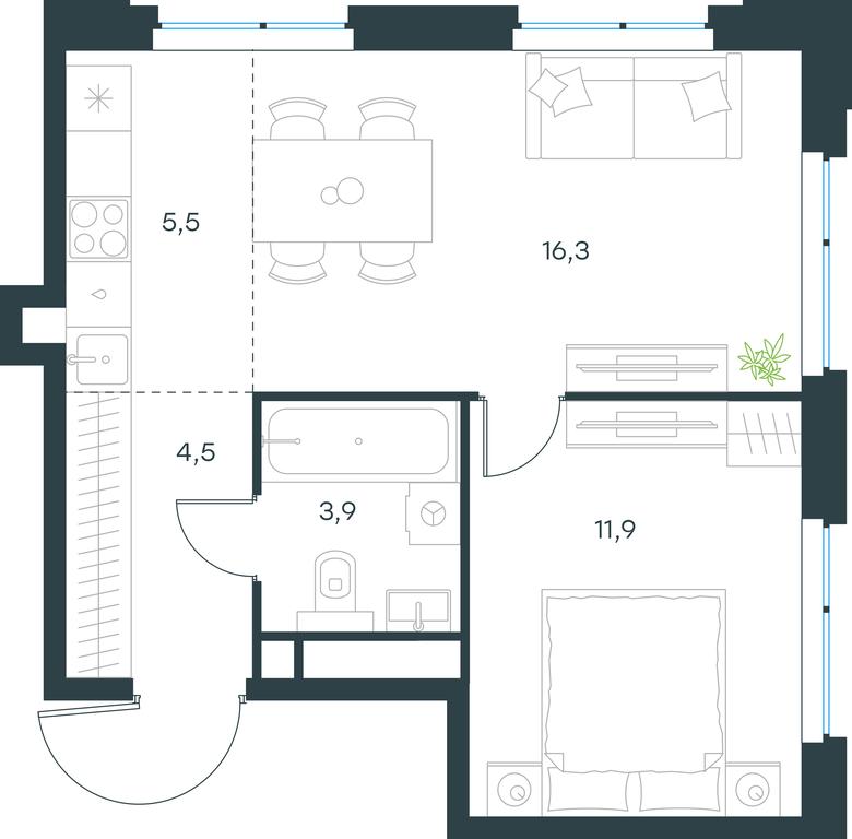 1-BD Apartment Sale, 42.1平方米 at Level Michurinskiy, Озёрная улица, вл1, Москва, Россия #1 1-BD Apartment Sale, 42.1平方米 at Level Michurinskiy, Озёрная улица, вл1, Москва, Россия #1