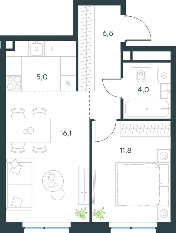1-BD Apartment Sale, 43.4 sq. m. at Level Michurinskiy, Озёрная улица, вл1, Москва, Россия #1