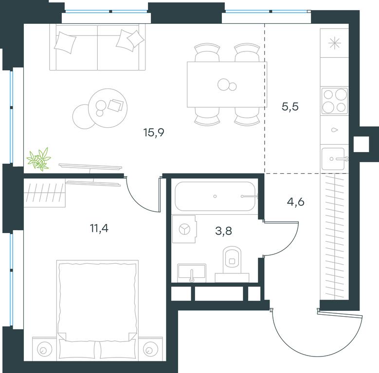 1-BD Apartment Sale, 41.2 sq. m. at Level Michurinskiy, Озёрная улица, вл1, Москва, Россия #1 1-BD Apartment Sale, 41.2 sq. m. at Level Michurinskiy, Озёрная улица, вл1, Москва, Россия #1