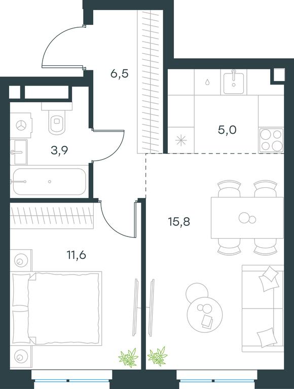 1-BD Apartment Sale, 42.8 sq. m. at Level Michurinskiy, Озёрная улица, вл1, Москва, Россия #1 1-BD Apartment Sale, 42.8 sq. m. at Level Michurinskiy, Озёрная улица, вл1, Москва, Россия #1