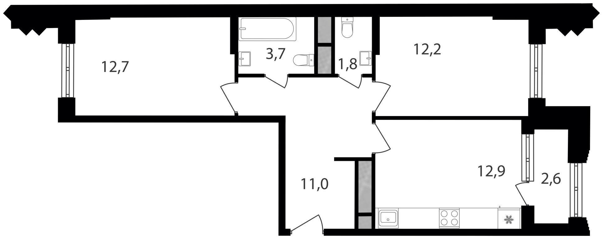 2-BD Apartment Sale, 56.9平方米 at Varshavskie Vorota, Varshavskoye Highway, 141, Moscow, Russia #1