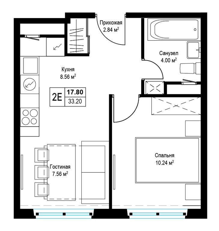1-BD Apartment Sale, 33.1 sq. m. at Eko Vidnoe 2.0, kvartal Tsentralny, 1, Kupelinka Subdistrict, derevnya Sapronovo, Leninskiy City District, Moscow Region, Russia #1 1-BD Apartment Sale, 33.1 sq. m. at Eko Vidnoe 2.0, kvartal Tsentralny, 1, Kupelinka Subdistrict, derevnya Sapronovo, Leninskiy City District, Moscow Region, Russia #1