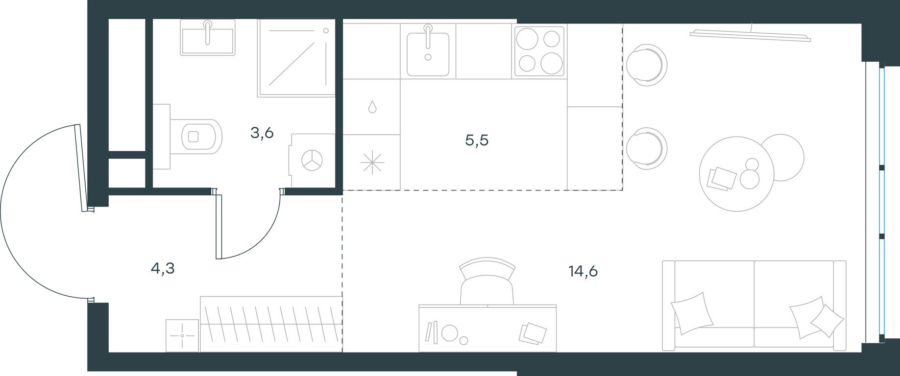 Apartment Sale, 28 sq. m. at Level Michurinskiy, Озёрная улица, вл1, Москва, Россия #1 Apartment Sale, 28 sq. m. at Level Michurinskiy, Озёрная улица, вл1, Москва, Россия #1