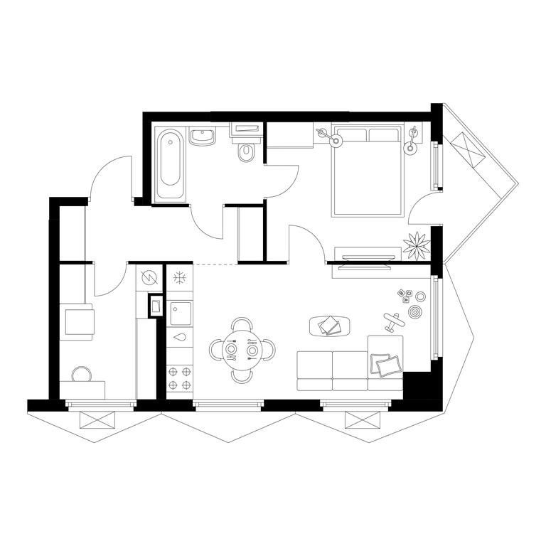 1-BD Apartment Sale, 45.14 sq. m. at Businovskiy Park, Izhorskaya Street, 6с5, Moscow, Russia #1