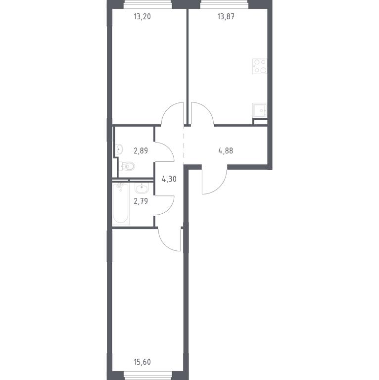 1-BD Apartment Sale, 57.53 sq. m. at Mytishchi Park, Silikatnaya ulitsa, 41к3, Mytischi, Moscow Region, Russia #1