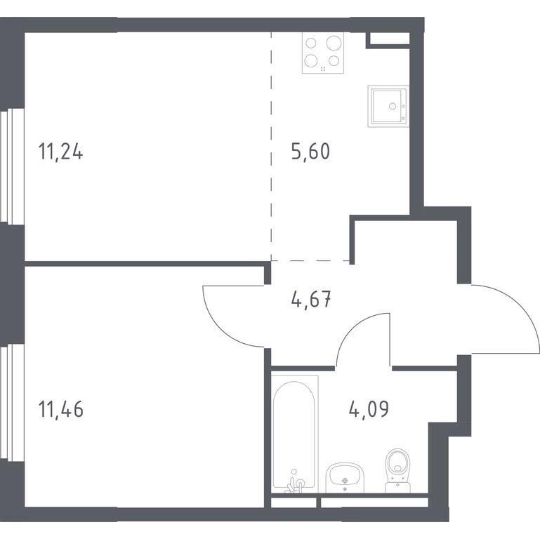 Apartment Sale, 37.06 sq. m. at Mytishchi Park, Silikatnaya ulitsa, 41к3, Mytischi, Moscow Region, Russia #1