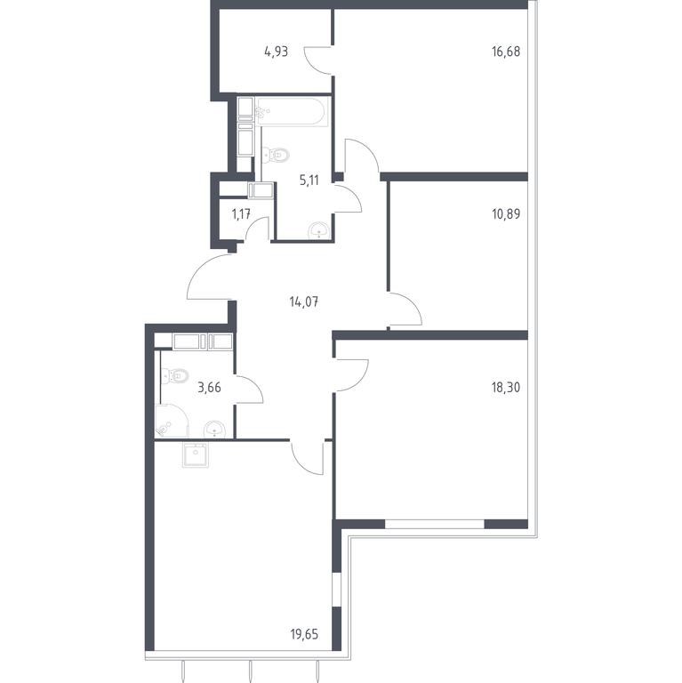 2-BD Apartment Sale, 94.46平方米 at MirrorZdanie, Oktyabrskaya Street, 98, Moscow, Russia #1