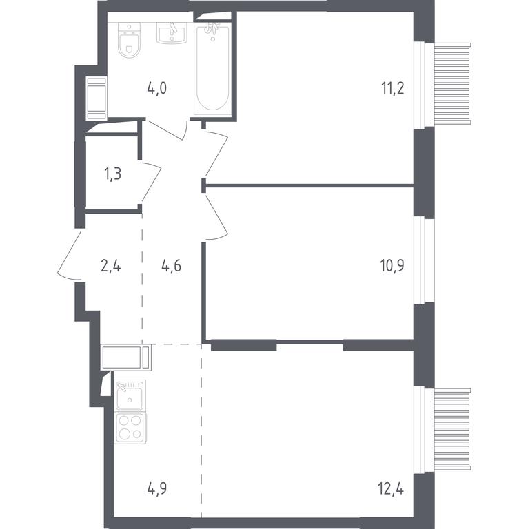 1-BD Apartment Sale, 51 sq. m. at Mytishchi Park, Silikatnaya ulitsa, 41к3, Mytischi, Moscow Region, Russia #1