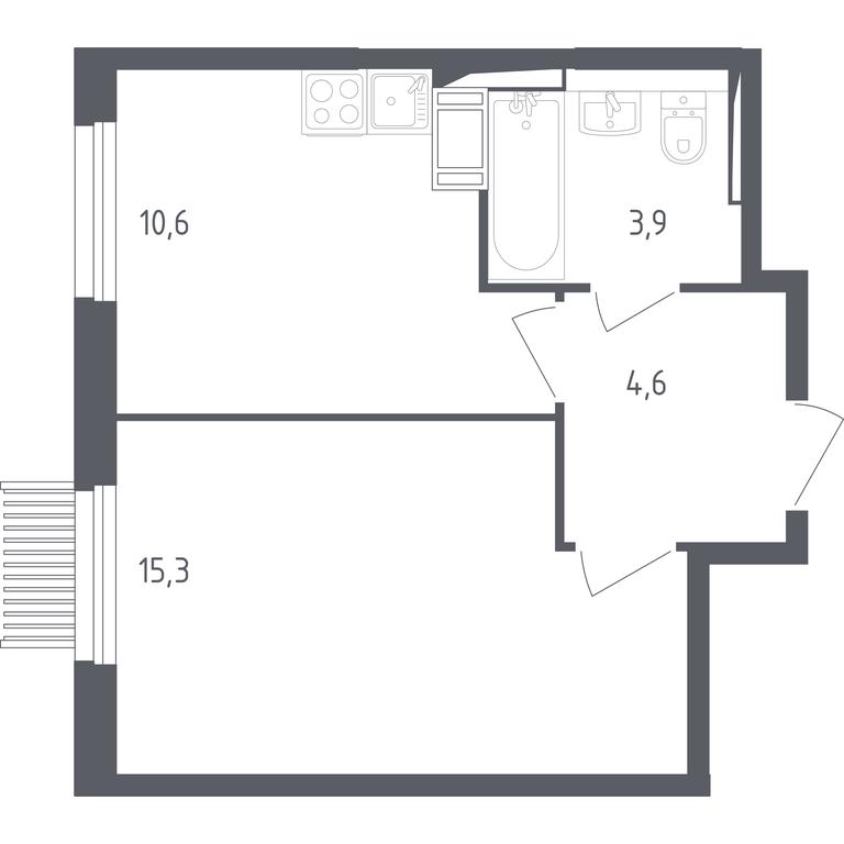 Apartment Sale, 34.4 sq. m. at Mytishchi Park, Silikatnaya ulitsa, 41к3, Mytischi, Moscow Region, Russia #1