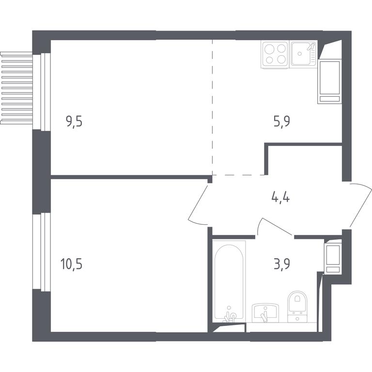 Apartment Sale, 33.9平方米 at Mytishchi Park, Silikatnaya ulitsa, 41к3, Mytischi, Moscow Region, Russia #1