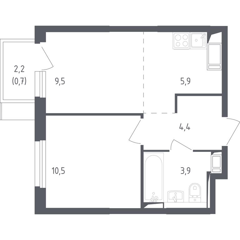 Apartment Sale, 34.4 sq. m. at Mytishchi Park, Silikatnaya ulitsa, 41к3, Mytischi, Moscow Region, Russia #1