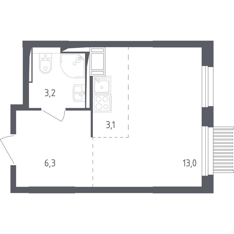Apartment Sale, 25.1 sq. m. at Mytishchi Park, Silikatnaya ulitsa, 41к3, Mytischi, Moscow Region, Russia #1