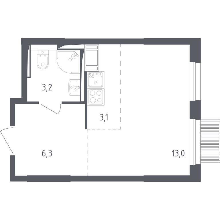 Apartment Sale, 25.6 sq. m. at Mytishchi Park, Silikatnaya ulitsa, 41к3, Mytischi, Moscow Region, Russia #1