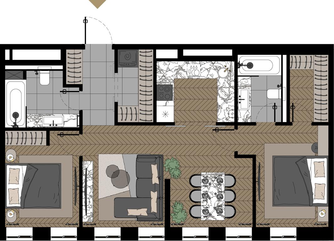 3-BD Apartment Sale, 75.1 sq. m. at Zorge 9, Zorge Street, 9к1, Moscow, Russia #1