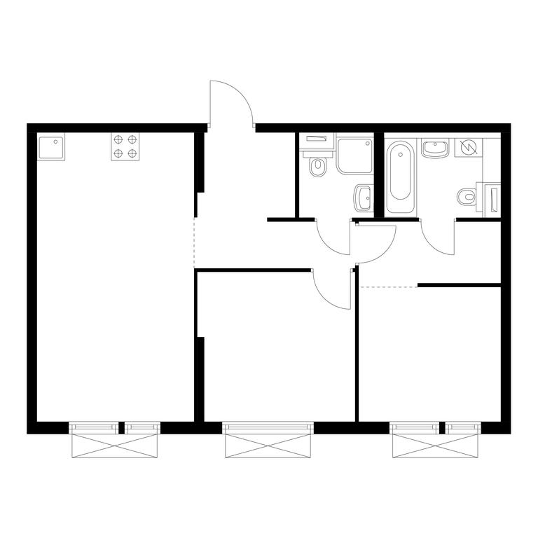 2-BD Apartment Sale, 57.9平方米 at Kolskaya 8, Kolskaya Street, 8с16, Moscow, Russia #1