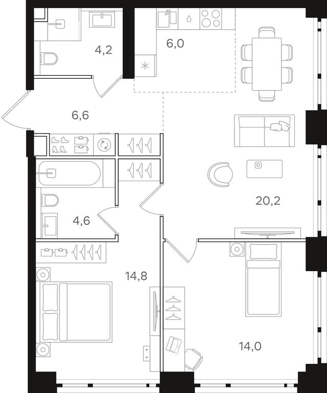 2-BD Apartment Sale, 70.9 sq. m. at Mangazeja v Bogorodskom, Ivanteyevskaya Street, 25к1, Moscow, Russia #1 2-BD Apartment Sale, 70.9 sq. m. at Mangazeja v Bogorodskom, Ivanteyevskaya Street, 25к1, Moscow, Russia #1