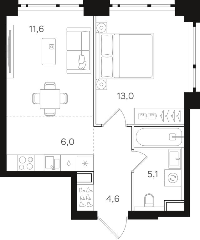 1-BD Apartment Sale, 40.3平方米 at Mangazeja v Bogorodskom, Ivanteyevskaya Street, 25к1, Moscow, Russia #2 1-BD Apartment Sale, 40.3平方米 at Mangazeja v Bogorodskom, Ivanteyevskaya Street, 25к1, Moscow, Russia #2