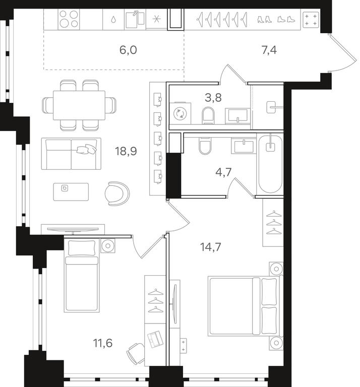 2-BD Apartment Sale, 67.1 sq. m. at Mangazeja v Bogorodskom, Ivanteyevskaya Street, 25к1, Moscow, Russia #1 2-BD Apartment Sale, 67.1 sq. m. at Mangazeja v Bogorodskom, Ivanteyevskaya Street, 25к1, Moscow, Russia #1
