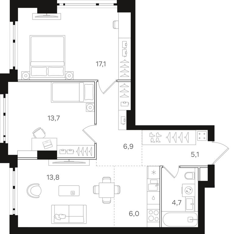 2-BD Apartment Sale, 67.3 sq. m. at Mangazeja v Bogorodskom, Ivanteyevskaya Street, 25к1, Moscow, Russia #1 2-BD Apartment Sale, 67.3 sq. m. at Mangazeja v Bogorodskom, Ivanteyevskaya Street, 25к1, Moscow, Russia #1