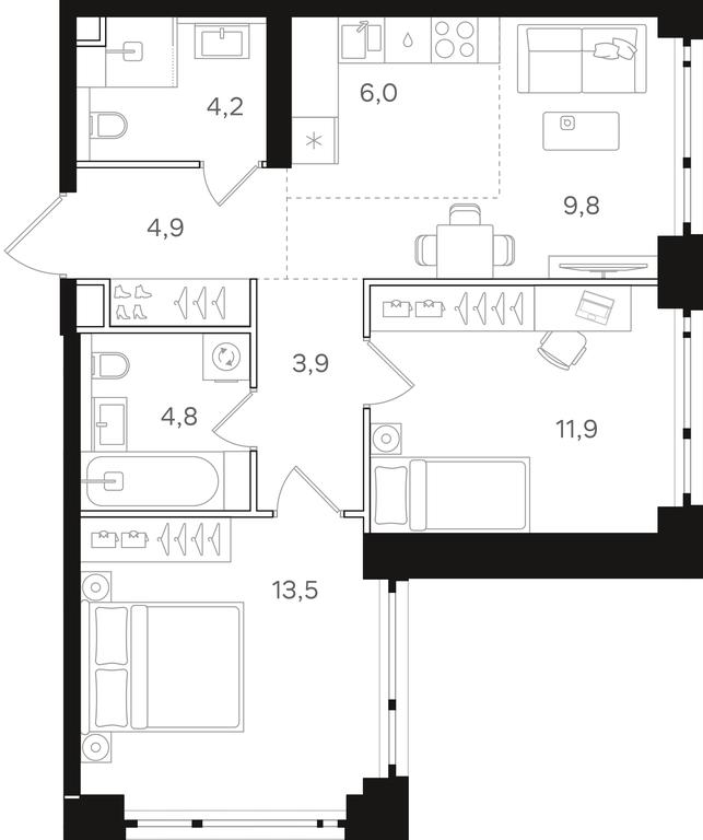 2-BD Apartment Sale, 59 sq. m. at Mangazeja v Bogorodskom, Ivanteyevskaya Street, 25к1, Moscow, Russia #2 2-BD Apartment Sale, 59 sq. m. at Mangazeja v Bogorodskom, Ivanteyevskaya Street, 25к1, Moscow, Russia #2