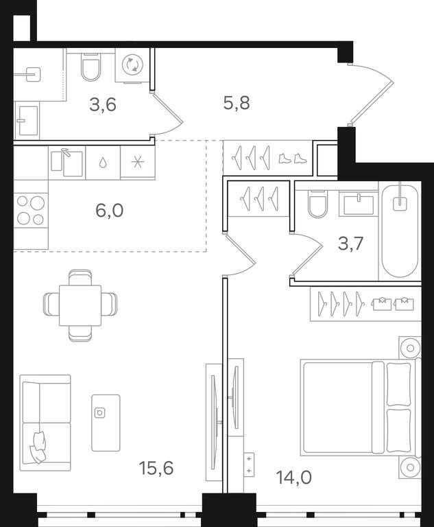 1-BD Apartment Sale, 48.7 sq. m. at Mangazeja v Bogorodskom, Ivanteyevskaya Street, 25к1, Moscow, Russia #1