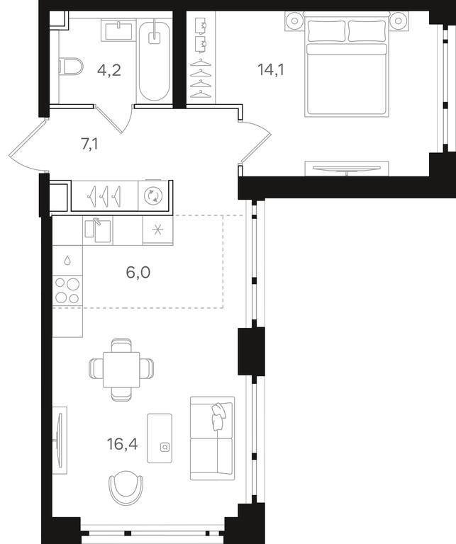 1-BD Apartment Sale, 47.8 sq. m. at Mangazeja v Bogorodskom, Ivanteyevskaya Street, 25к1, Moscow, Russia #1 1-BD Apartment Sale, 47.8 sq. m. at Mangazeja v Bogorodskom, Ivanteyevskaya Street, 25к1, Moscow, Russia #1