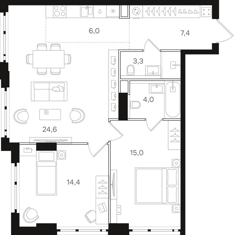 2-BD Apartment Sale, 74.7 sq. m. at Mangazeja v Bogorodskom, Ivanteyevskaya Street, 25к1, Moscow, Russia #1 2-BD Apartment Sale, 74.7 sq. m. at Mangazeja v Bogorodskom, Ivanteyevskaya Street, 25к1, Moscow, Russia #1