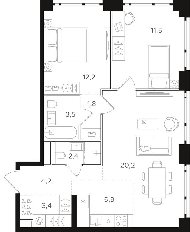 2-BD Apartment Sale, 65.1 sq. m. at Mangazeja v Bogorodskom, Ivanteyevskaya Street, 25к1, Moscow, Russia #2 2-BD Apartment Sale, 65.1 sq. m. at Mangazeja v Bogorodskom, Ivanteyevskaya Street, 25к1, Moscow, Russia #2