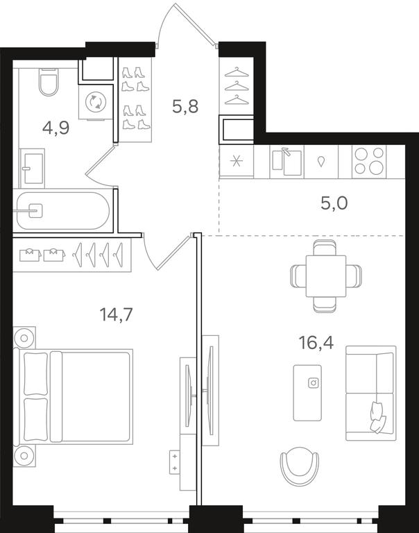 1-BD Apartment Sale, 46.8 sq. m. at Mangazeja v Bogorodskom, Ivanteyevskaya Street, 25к1, Moscow, Russia #1