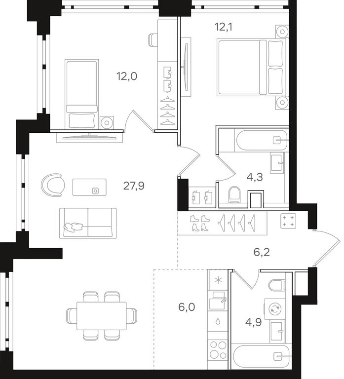 2-BD Apartment Sale, 73.4平方米 at Mangazeja v Bogorodskom, Ivanteyevskaya Street, 25к1, Moscow, Russia #2 2-BD Apartment Sale, 73.4平方米 at Mangazeja v Bogorodskom, Ivanteyevskaya Street, 25к1, Moscow, Russia #2