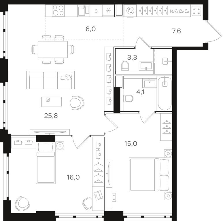 2-BD Apartment Sale, 77.8平方米 at Mangazeja v Bogorodskom, Ivanteyevskaya Street, 25к1, Moscow, Russia #1 2-BD Apartment Sale, 77.8平方米 at Mangazeja v Bogorodskom, Ivanteyevskaya Street, 25к1, Moscow, Russia #1