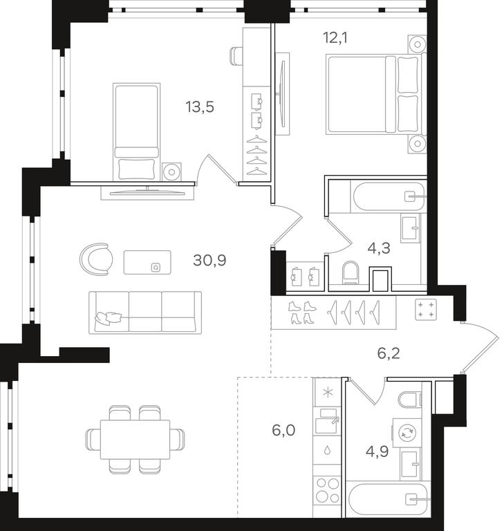 2-BD Apartment Sale, 77.9 sq. m. at Mangazeja v Bogorodskom, Ivanteyevskaya Street, 25к1, Moscow, Russia #2 2-BD Apartment Sale, 77.9 sq. m. at Mangazeja v Bogorodskom, Ivanteyevskaya Street, 25к1, Moscow, Russia #2