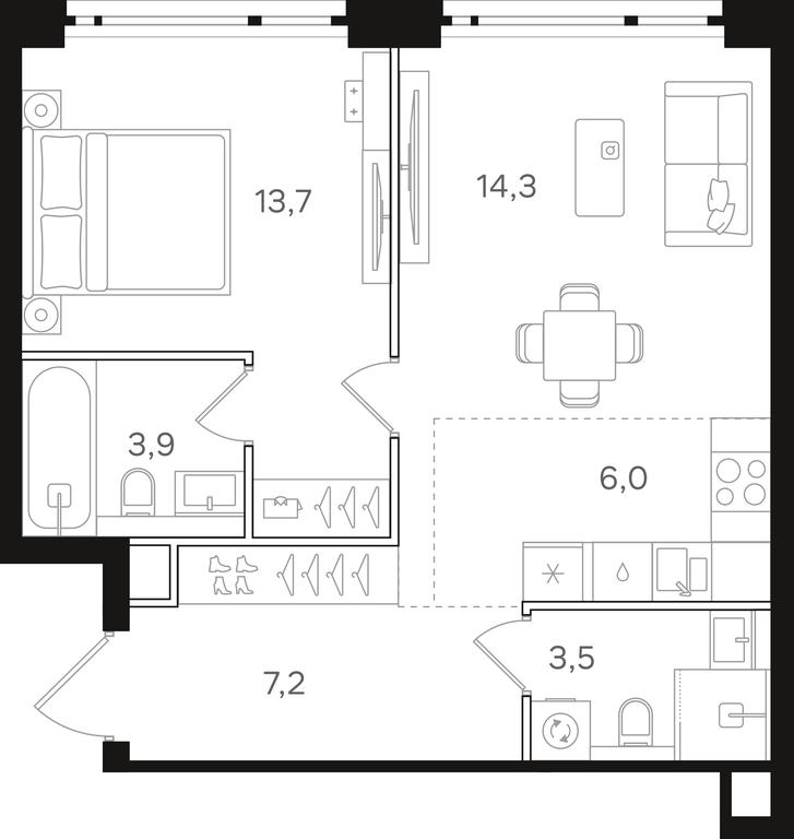 1-BD Apartment Sale, 48.6 sq. m. at Mangazeja v Bogorodskom, Ivanteyevskaya Street, 25к1, Moscow, Russia #1 1-BD Apartment Sale, 48.6 sq. m. at Mangazeja v Bogorodskom, Ivanteyevskaya Street, 25к1, Moscow, Russia #1