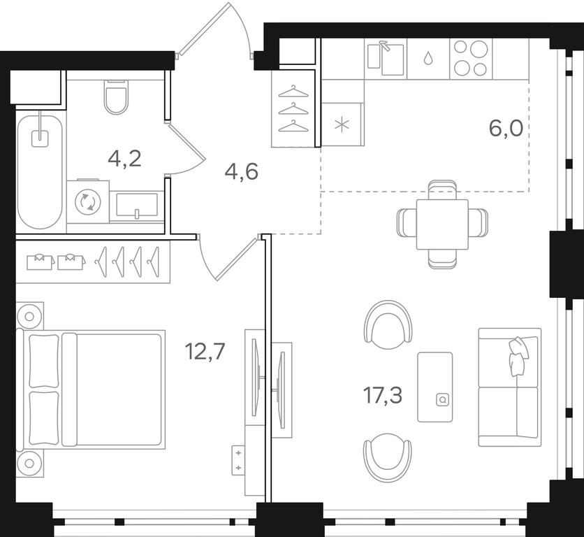 1-BD Apartment Sale, 44.8 sq. m. at Mangazeja v Bogorodskom, Ivanteyevskaya Street, 25к1, Moscow, Russia #1 1-BD Apartment Sale, 44.8 sq. m. at Mangazeja v Bogorodskom, Ivanteyevskaya Street, 25к1, Moscow, Russia #1